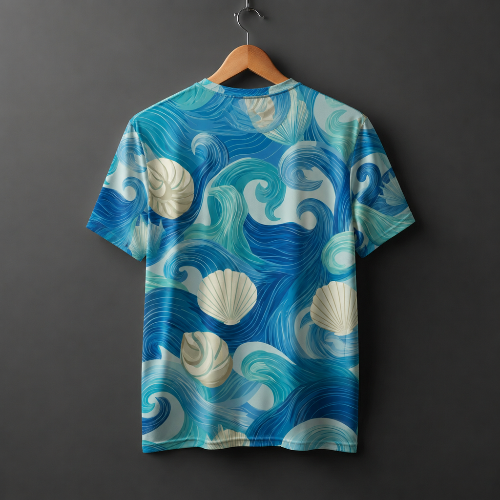 Ocean Wave & Seashell Regular Fit T-Shirt
