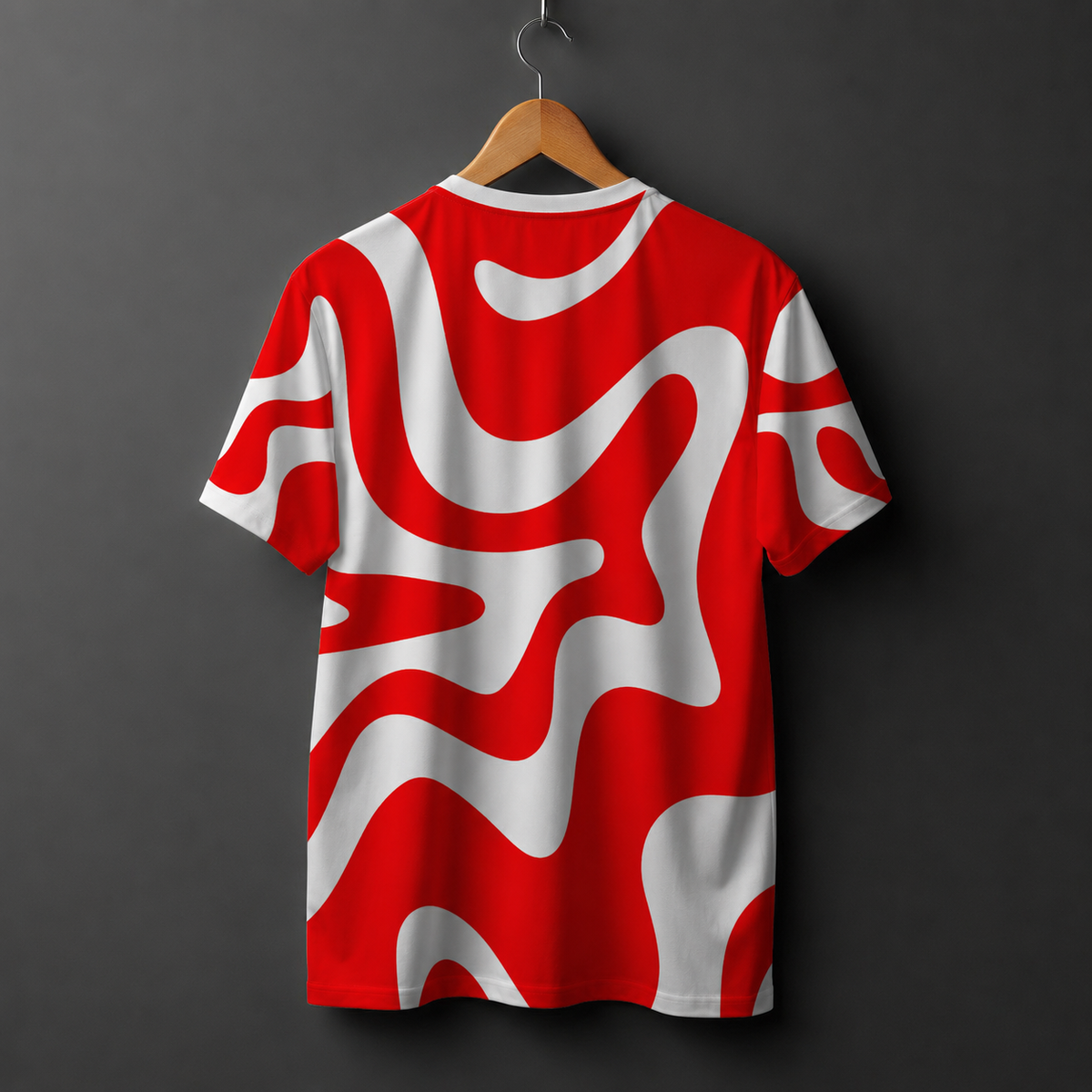 Red & White Liquid Wave Aesthetic Tee