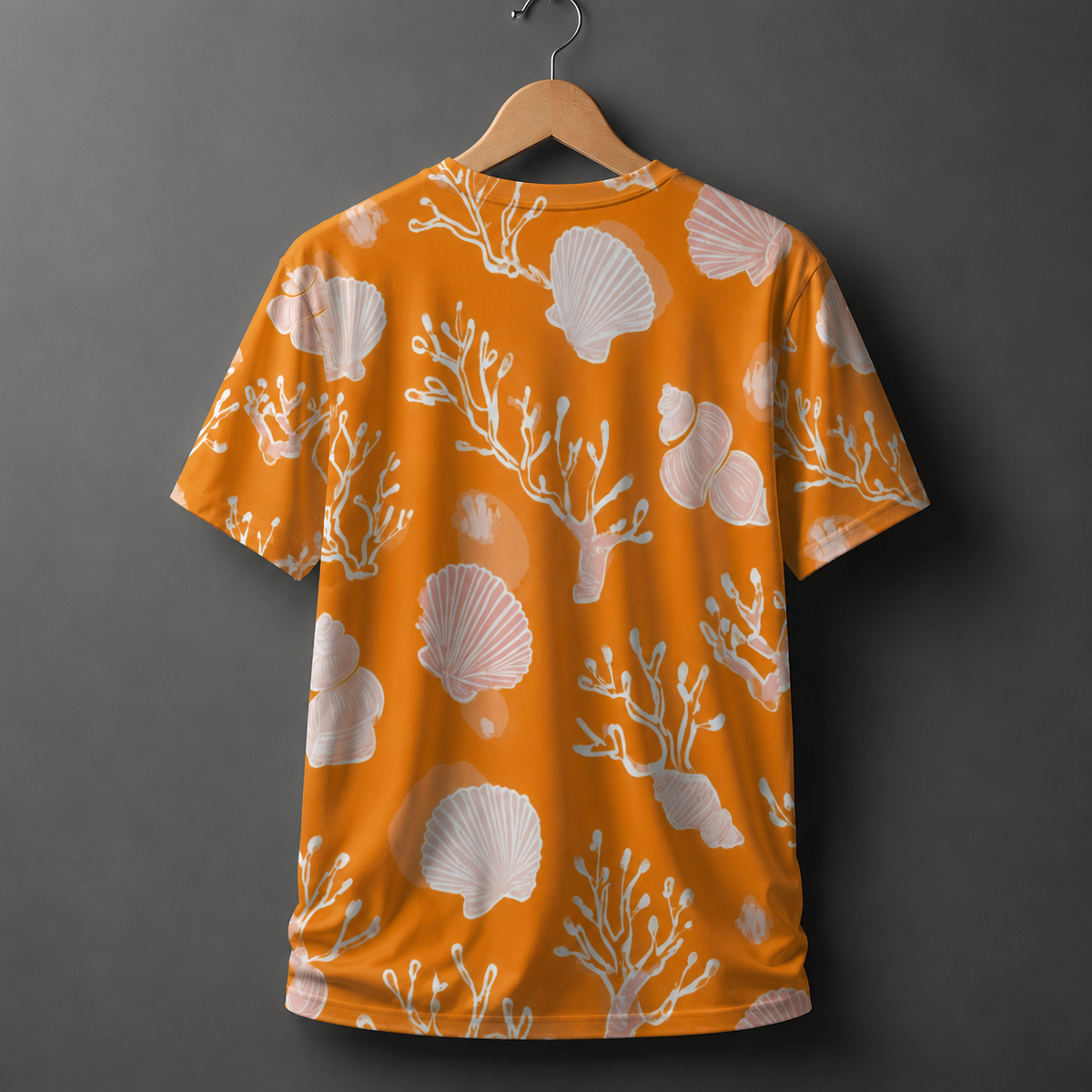 Tropical Seashell & Coral Print Streetwear T-Shirt
