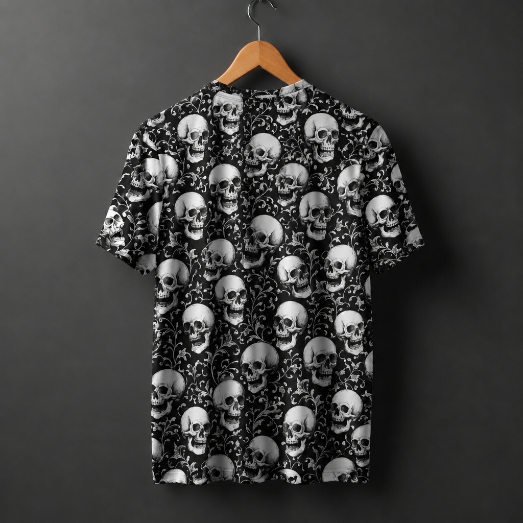 Vintage Skull Print Regular Fit T-Shirt