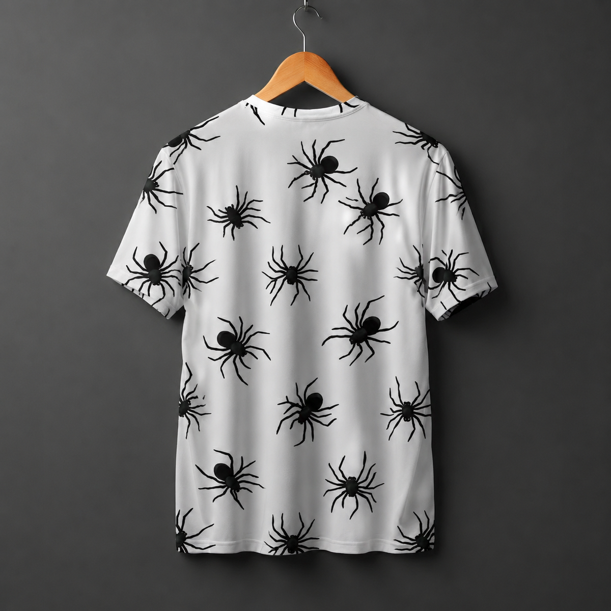 Gothic Spider Web and Heart Pattern T-Shirt