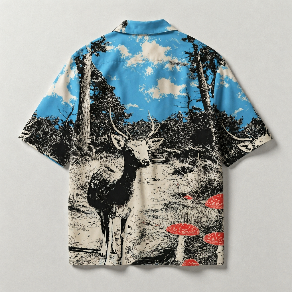 Woodland Stag Cuban Collar Shirt