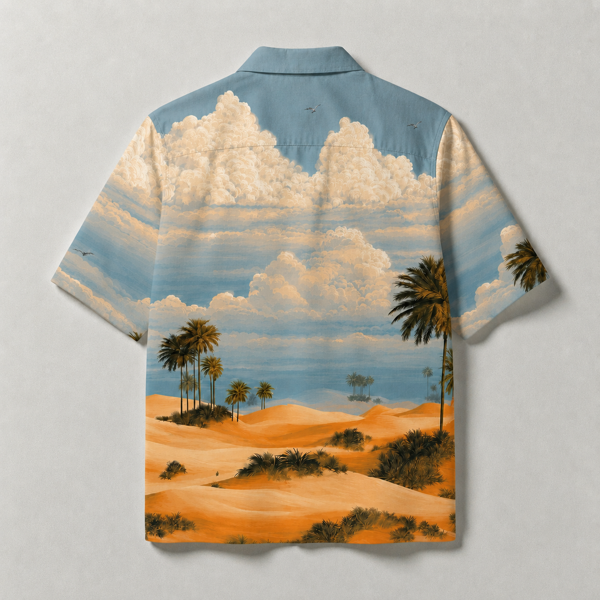 Desert Oasis Print Cuban Collar Shirt | Summer Resort Wear