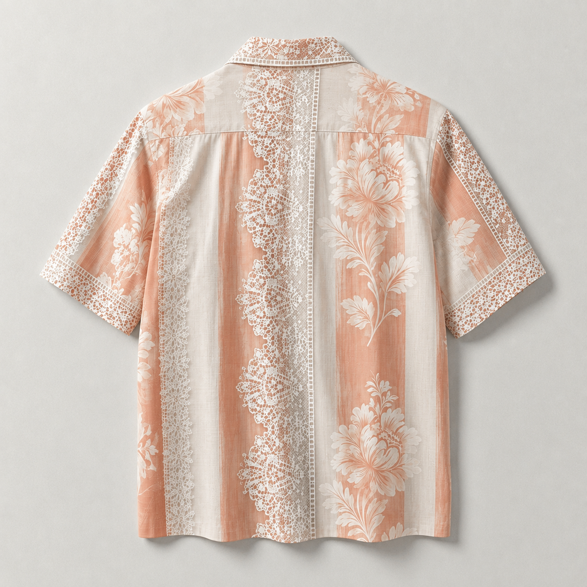 Vintage Floral Lace Cuban Collar Shirt