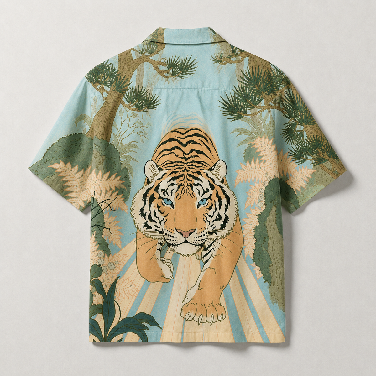 Majestic Tiger Cuban Collar Shirt for Men