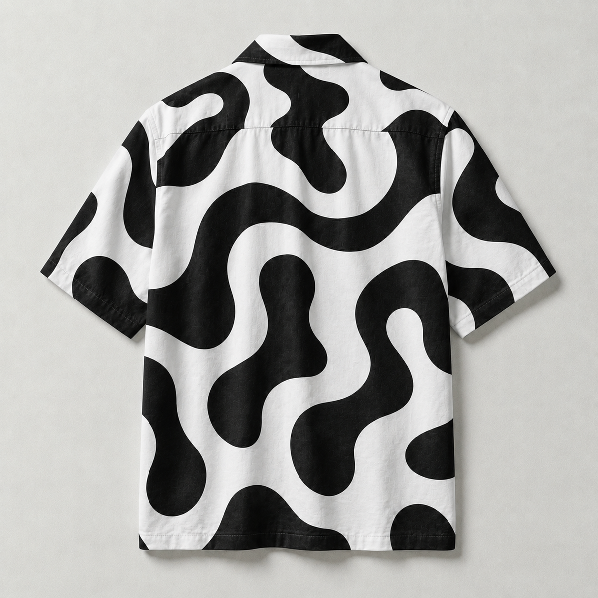 Monochrome Abstract Cuban Collar Shirt for Men