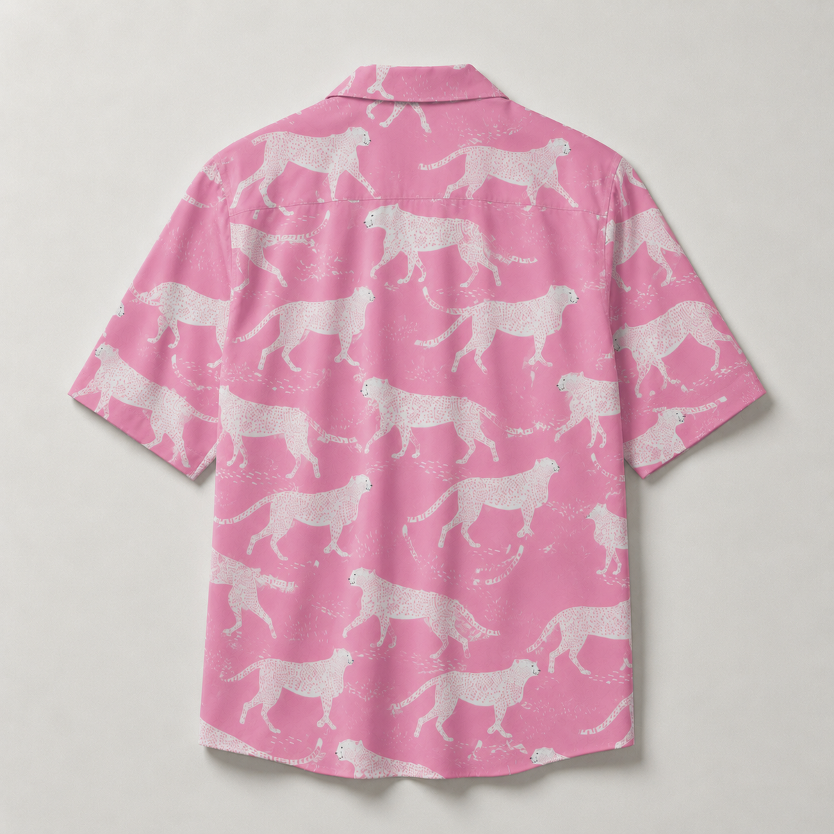 Pink Cheetah Cuban Collar Shirt
