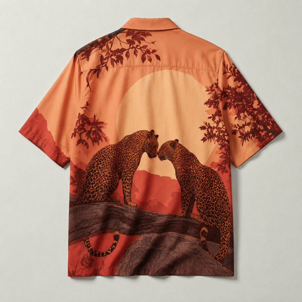 Sunset Leopard Cuban Collar Shirt