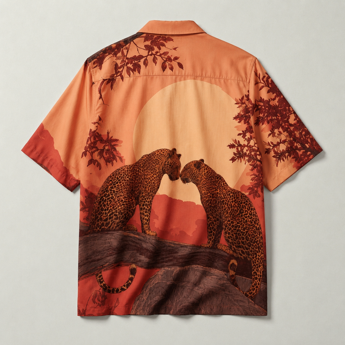 Sunset Leopard Cuban Collar Shirt