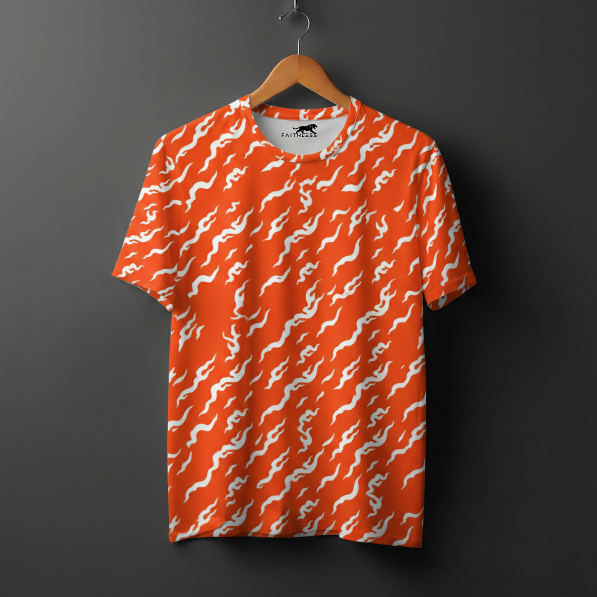 Abstract Flame Pattern Streetwear T-Shirt