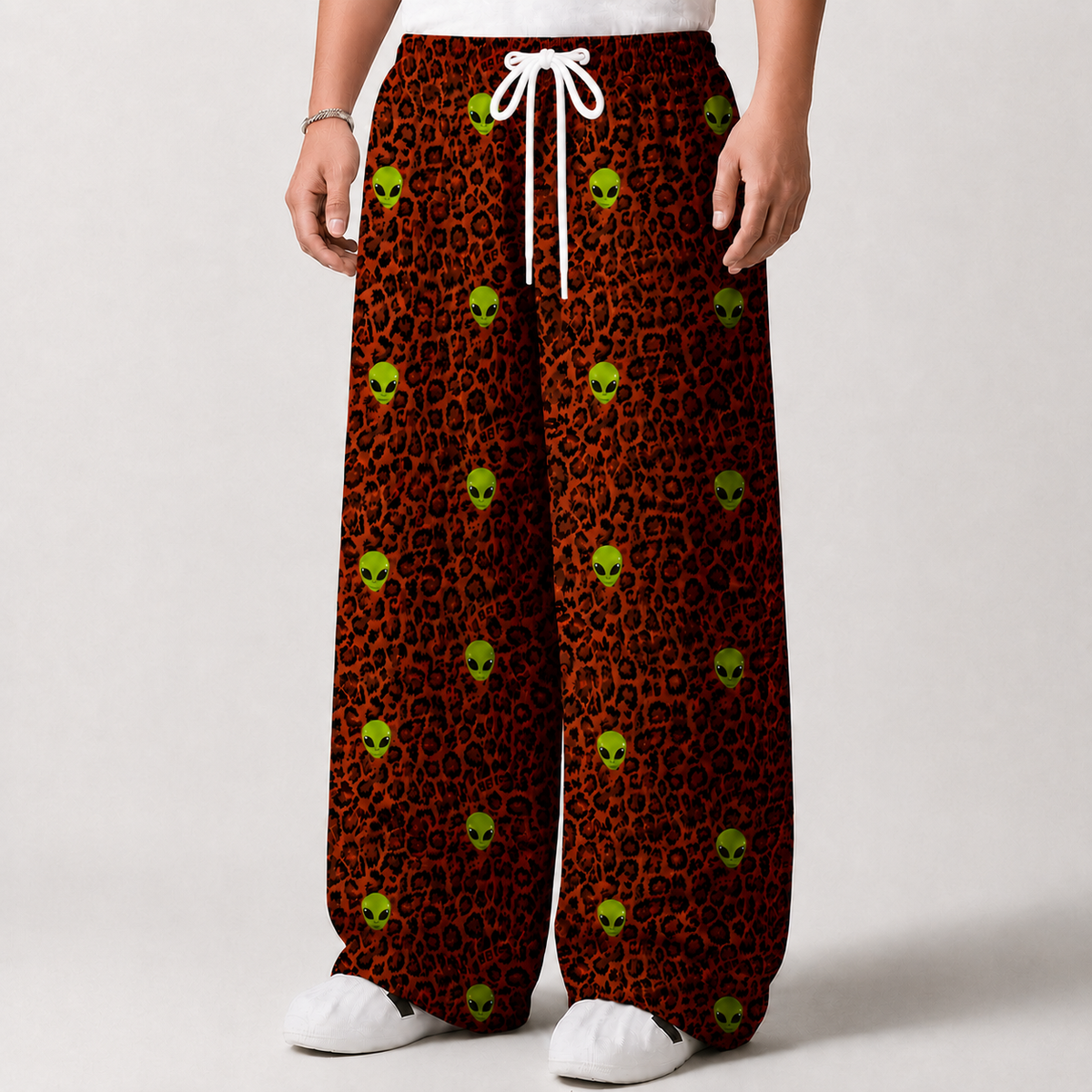 Alien Head Leopard Wide Leg Casual Trouser