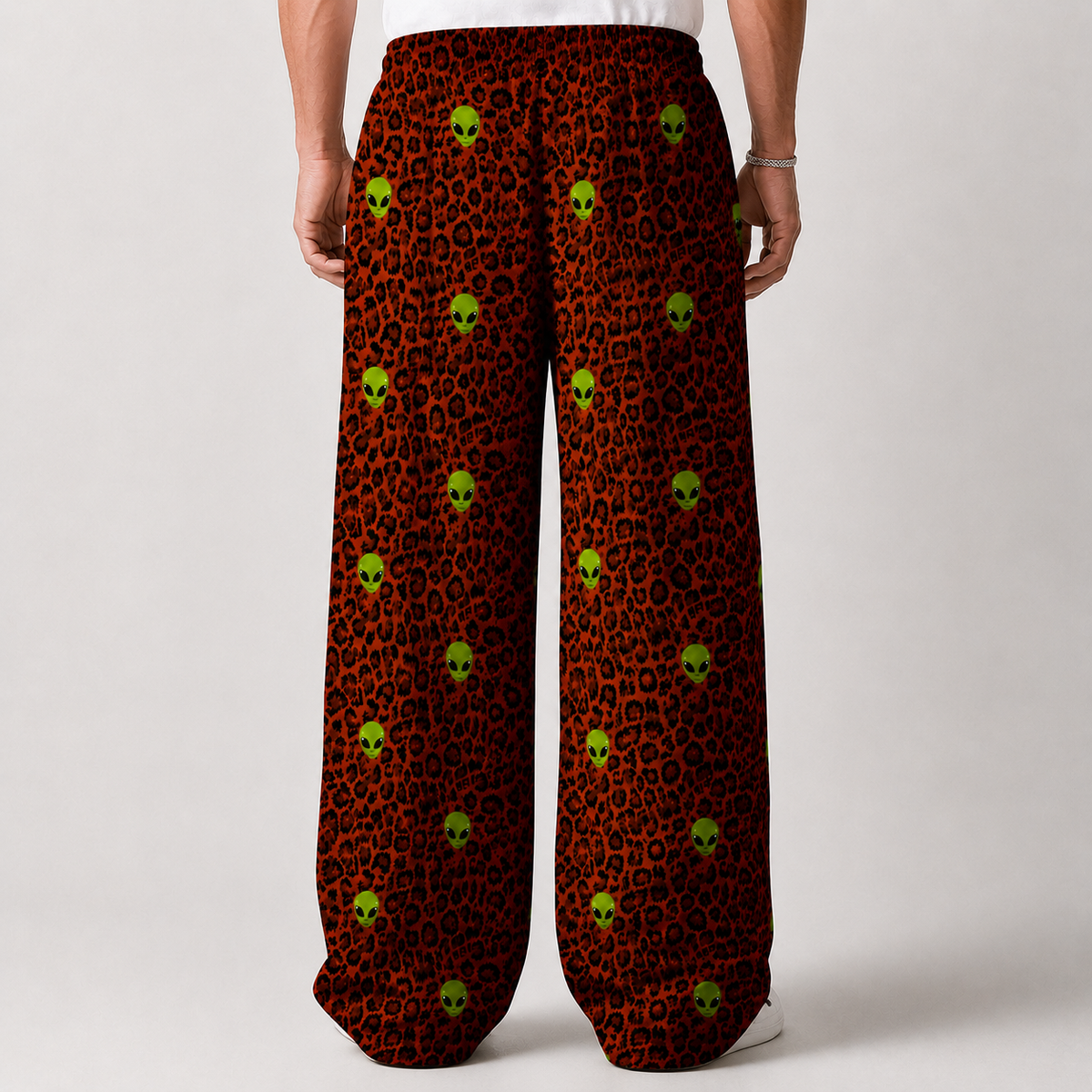 Alien Head Leopard Wide Leg Casual Trouser