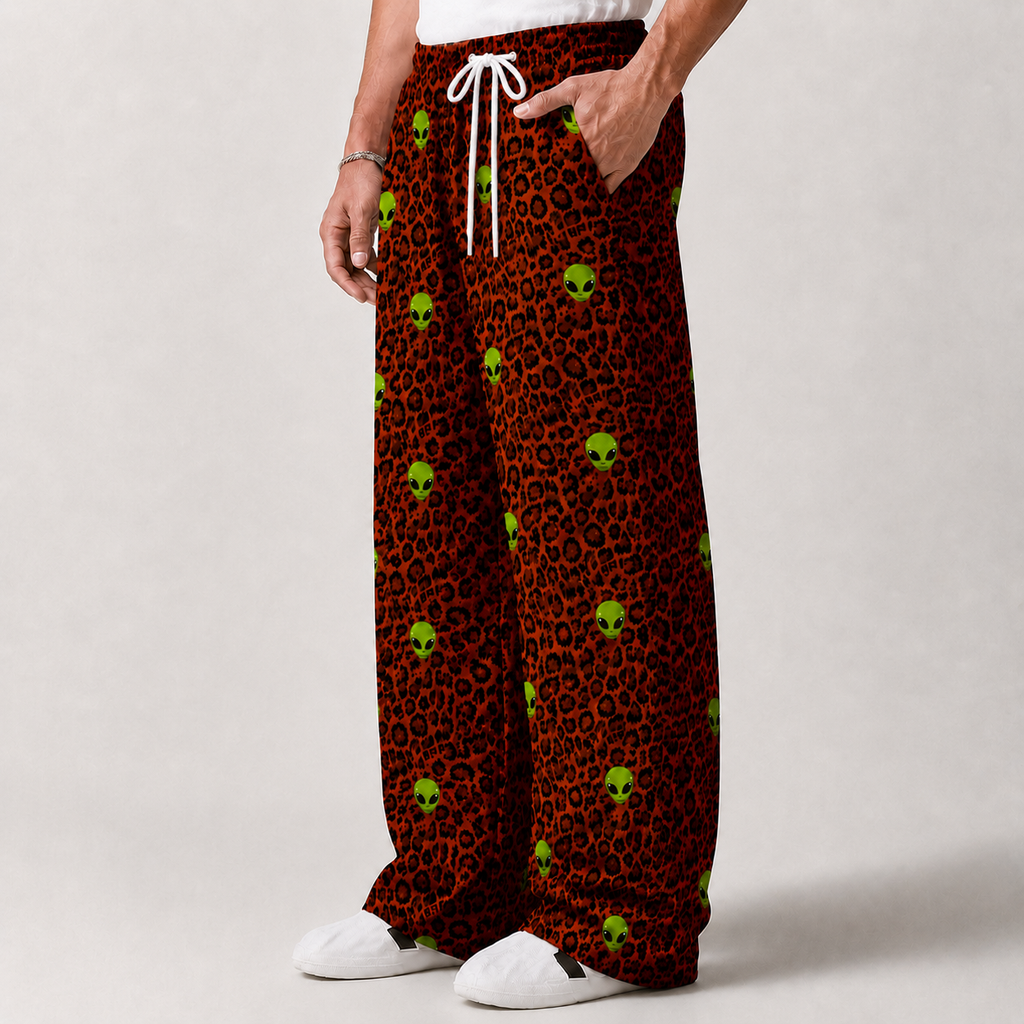 Alien Head Leopard Wide Leg Casual Trouser