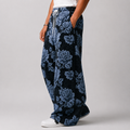 All-Over Blue Floral Lace Baggy Pants