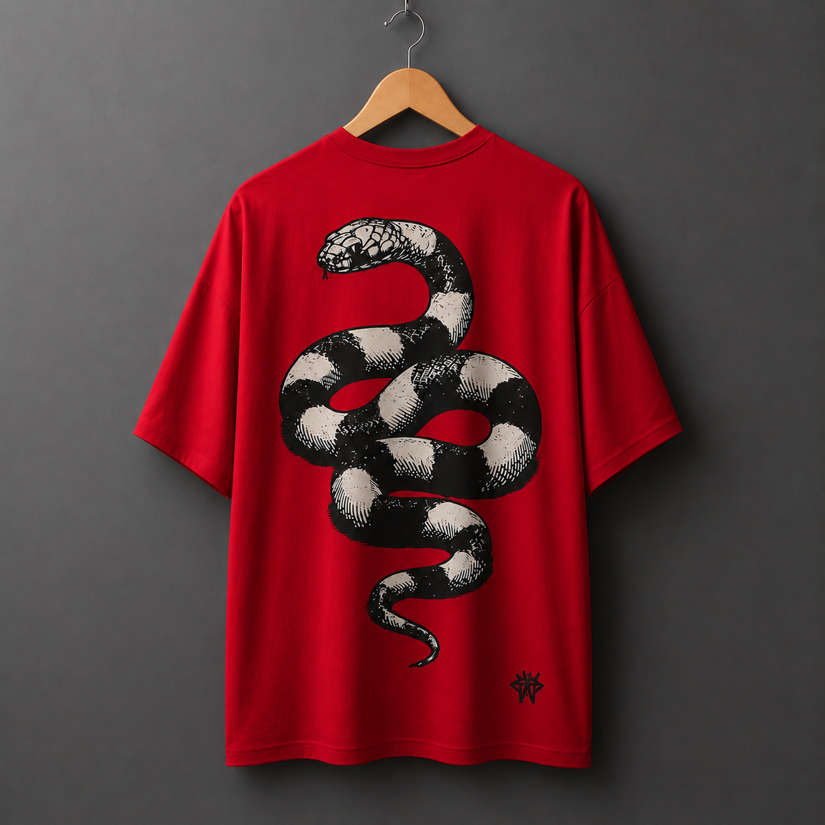 Black Snake Red Oversized Graphic T-Shirt