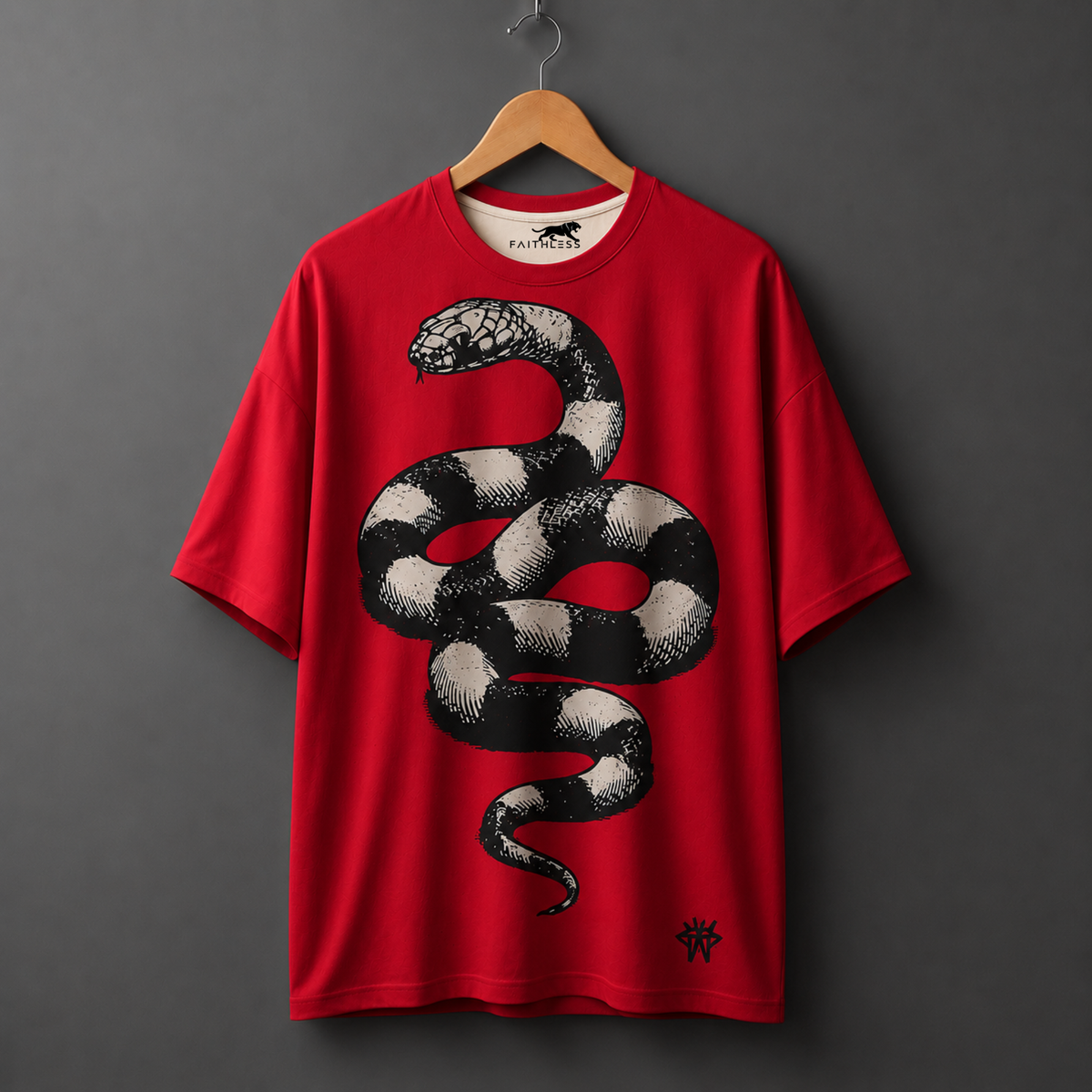 Black Snake Red Oversized Graphic T-Shirt