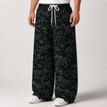 Black Python Print Baggy Oversized Pant