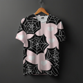 Black Spider Web Heart Print Regular Fit T-Shirt