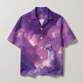 Celestial White Tiger Cuban Shirt | Digital Printed Half Sleeve Shirt