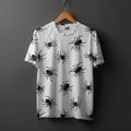 Gothic Spider Web and Heart Pattern T-Shirt