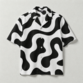 Monochrome Abstract Cuban Collar Shirt for Men