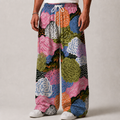 Ocean Coral Print Wide Leg Pants