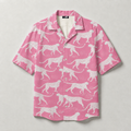 Pink Cheetah Cuban Collar Shirt