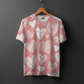 Pink & White Ditsy Doodle Hearts Aesthetic Tee