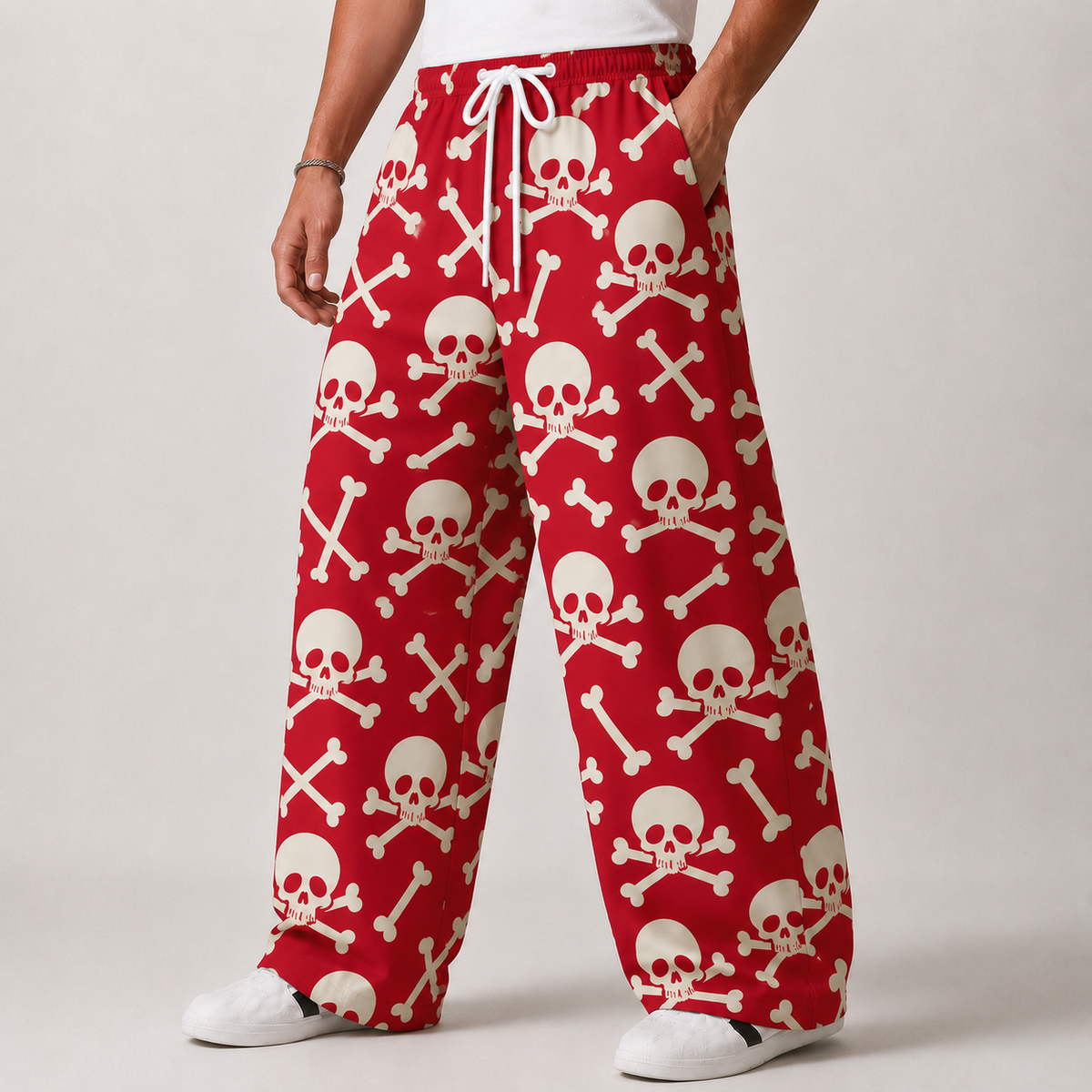 Red Skull & Crossbones Baggy Pant