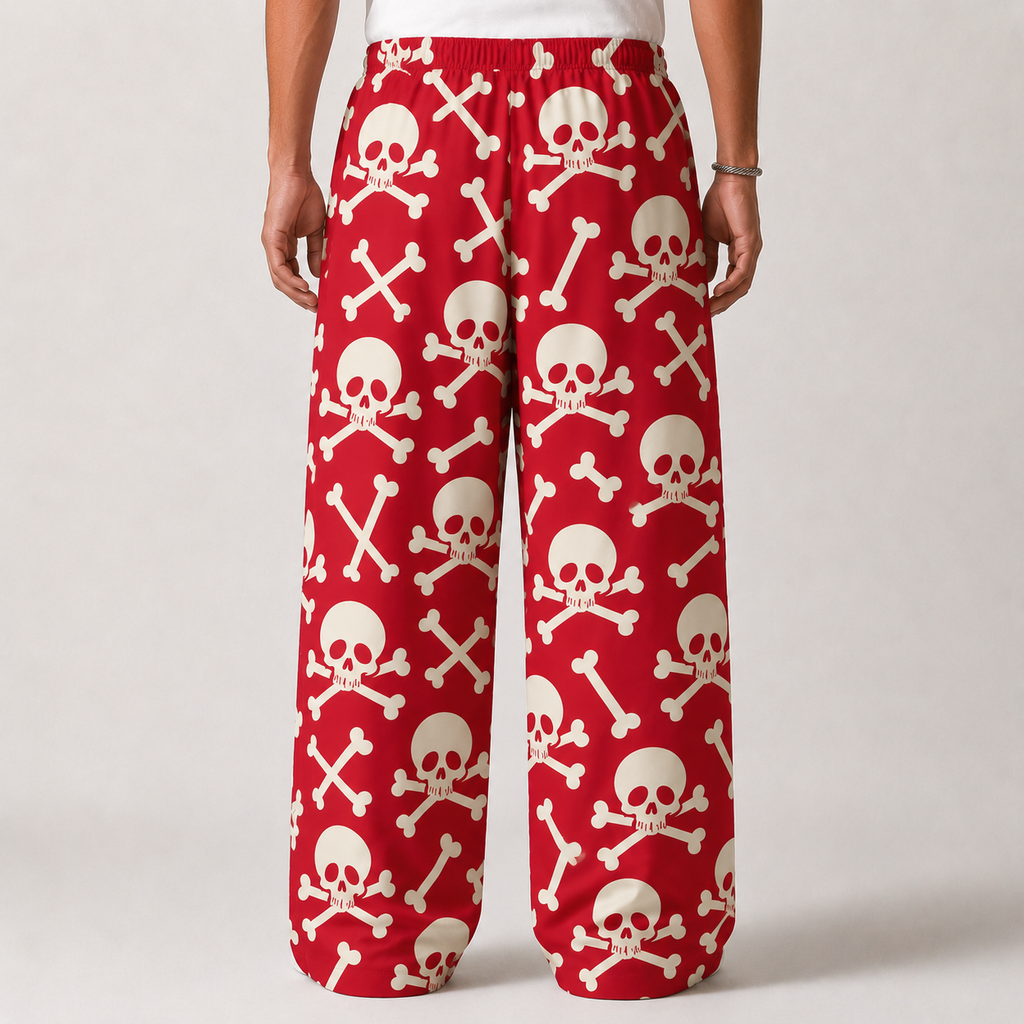 Red Skull & Crossbones Baggy Pant