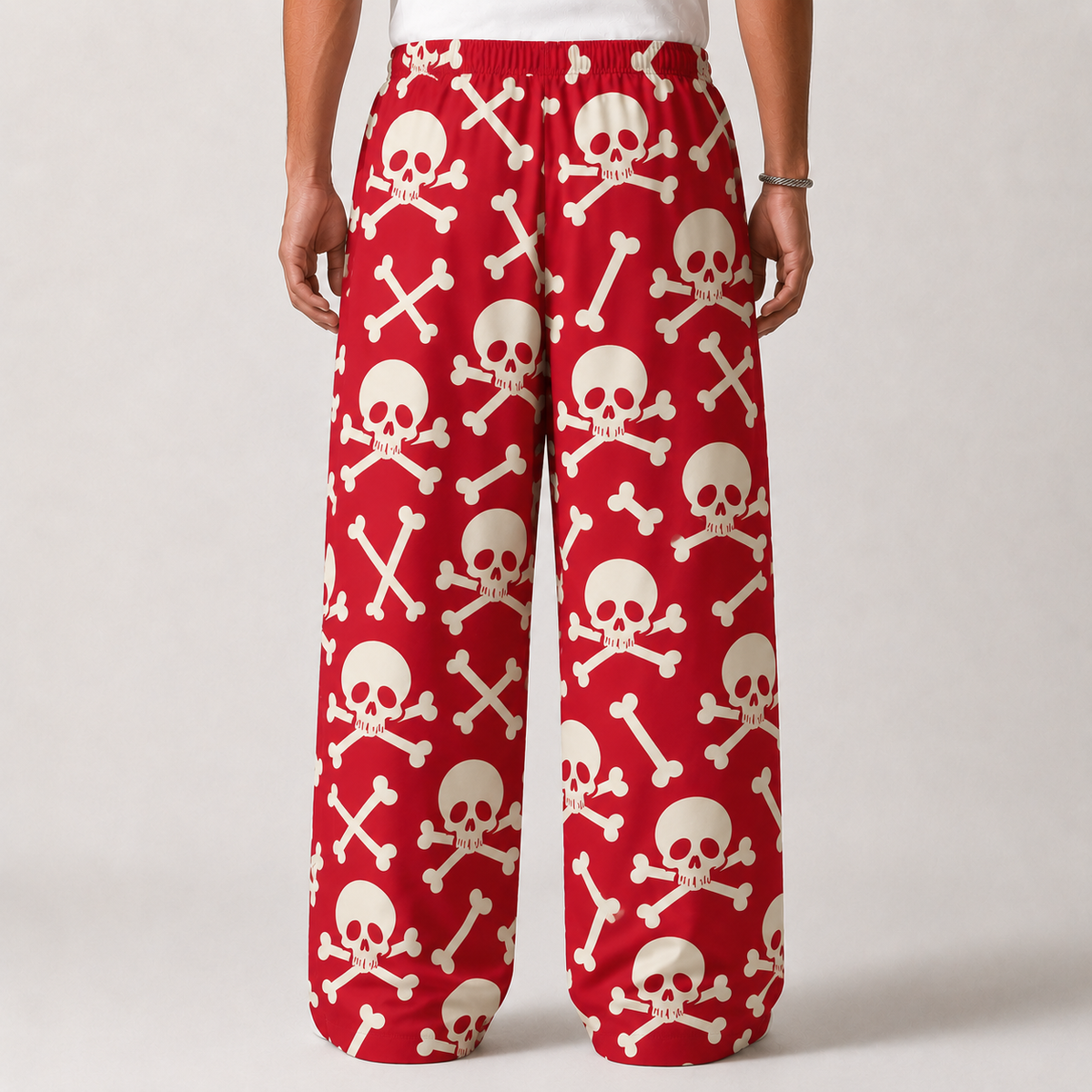 Red Skull & Crossbones Baggy Pant