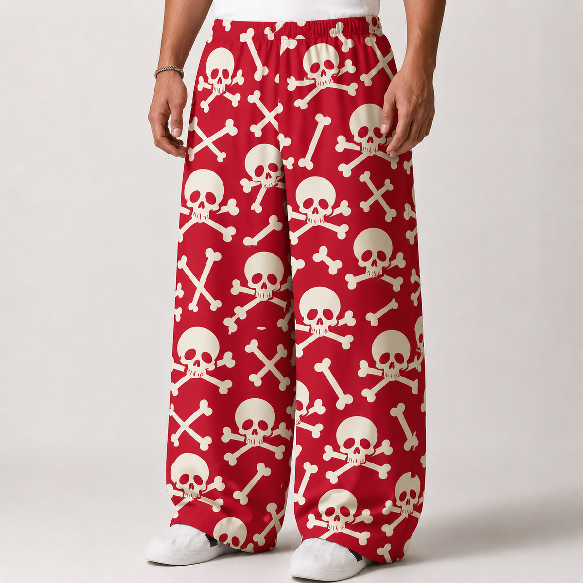 Red Skull & Crossbones Baggy Pant