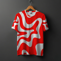 Red & White Liquid Wave Aesthetic Tee