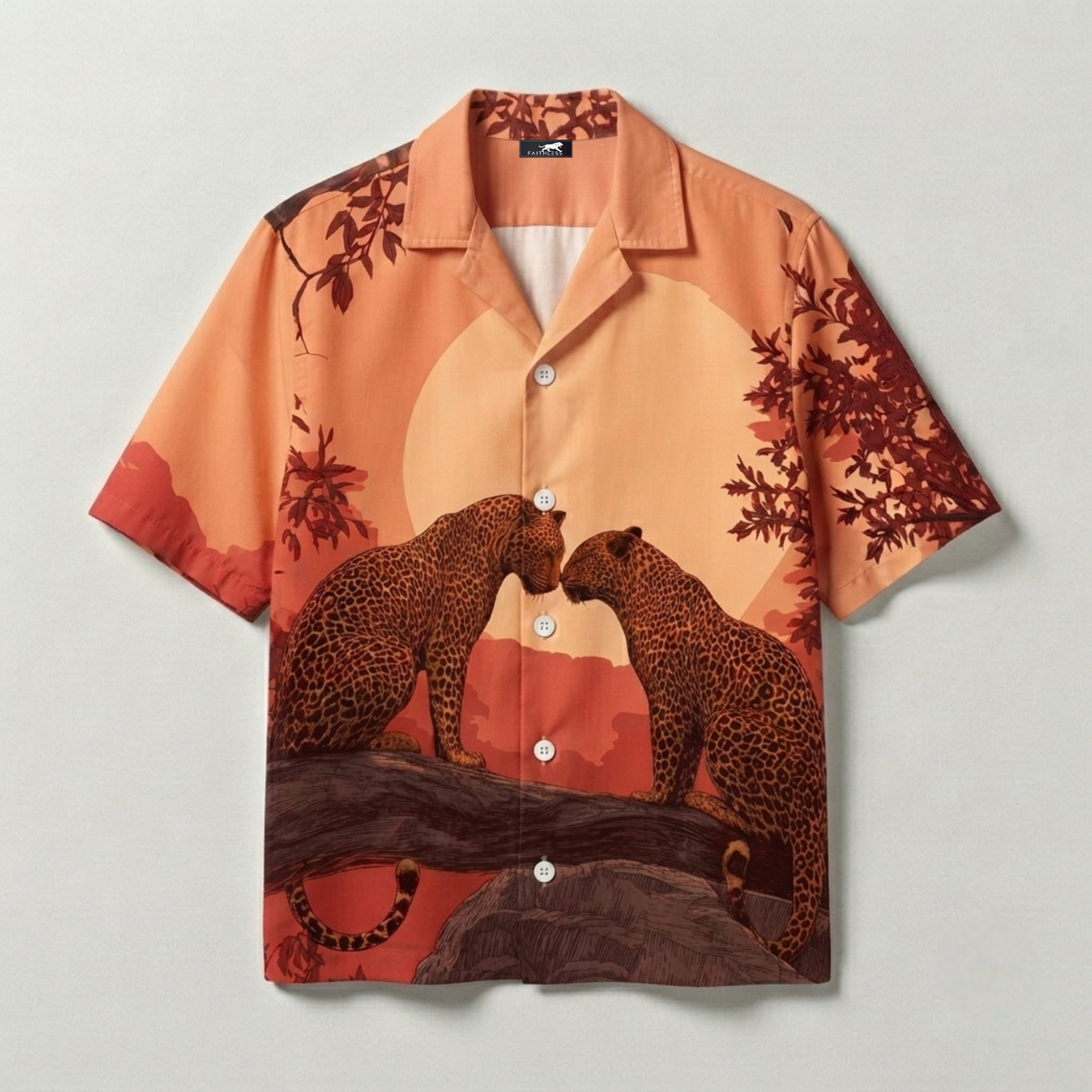Sunset Leopard Cuban Collar Shirt