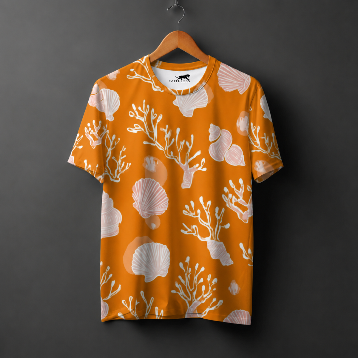 Tropical Seashell & Coral Print Streetwear T-Shirt