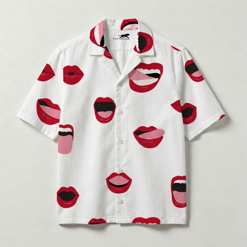 Kiss Printed  Cuban Collar Shirt