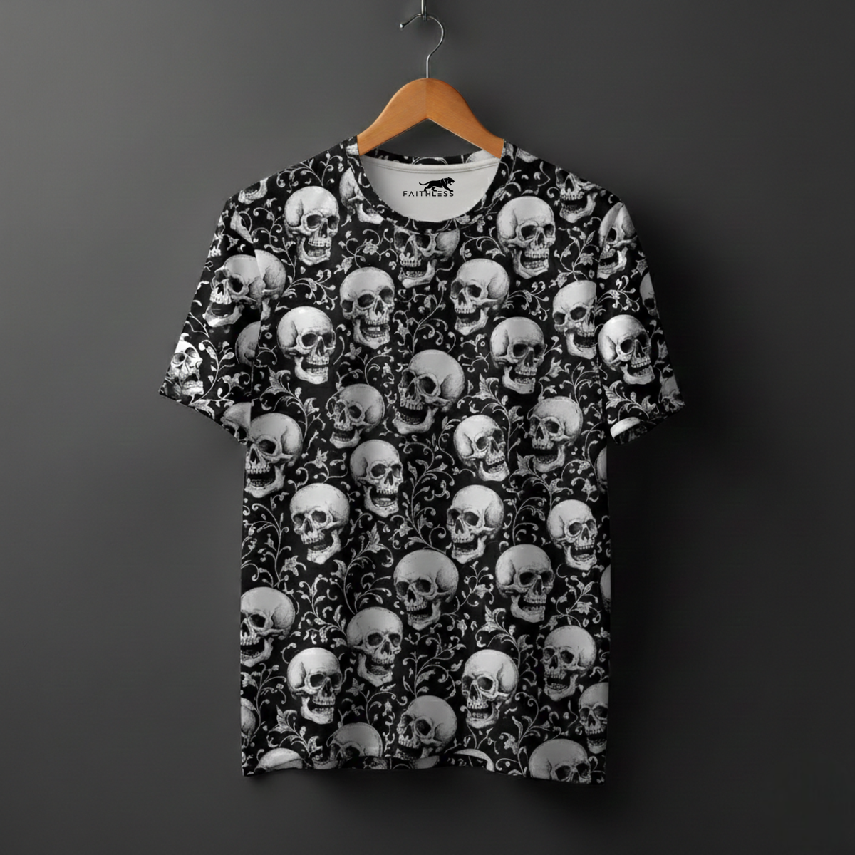 Vintage Skull Print Regular Fit T-Shirt