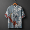 White Tiger Japanese Warrior Oversized Graphic T-Shirt