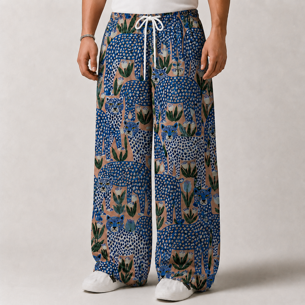 Wild Botanical Panther Unisex Wide Leg Pants