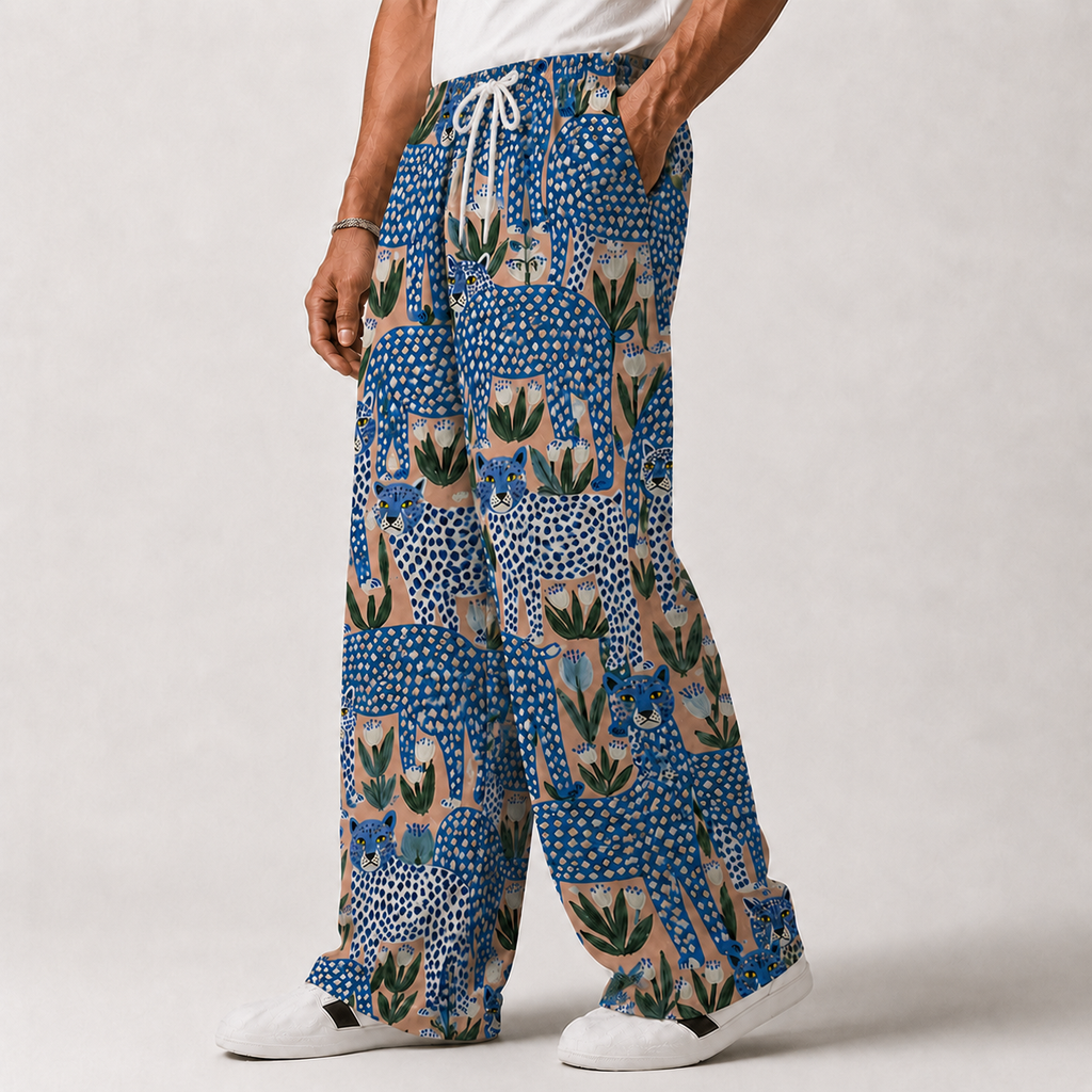 Wild Botanical Panther Unisex Wide Leg Pants