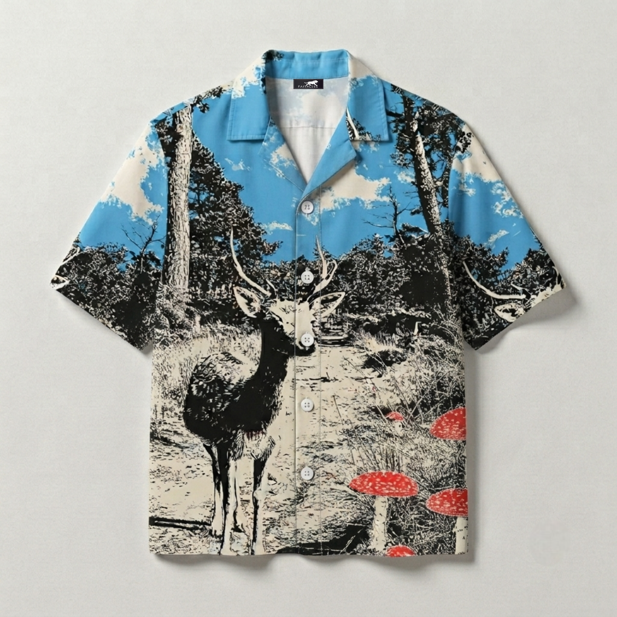 Woodland Stag Cuban Collar Shirt
