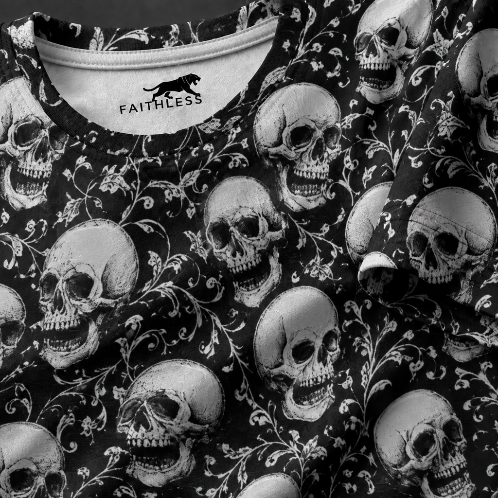 Vintage Skull Print Regular Fit T-Shirt