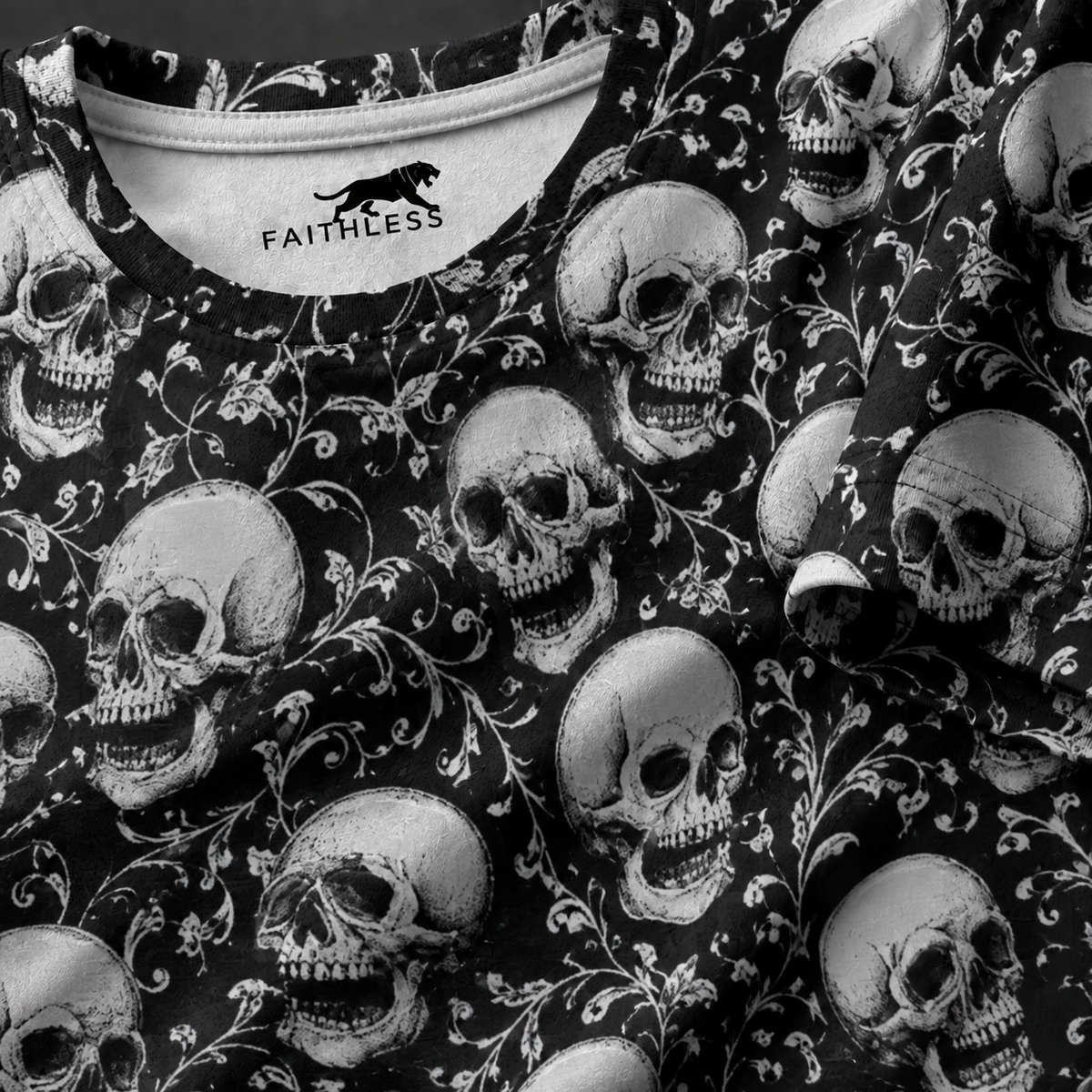 Vintage Skull Print Regular Fit T-Shirt