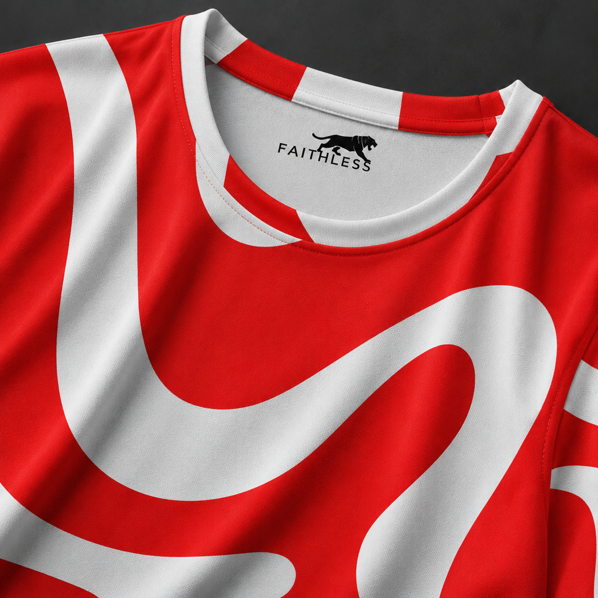 Red & White Liquid Wave Aesthetic Tee