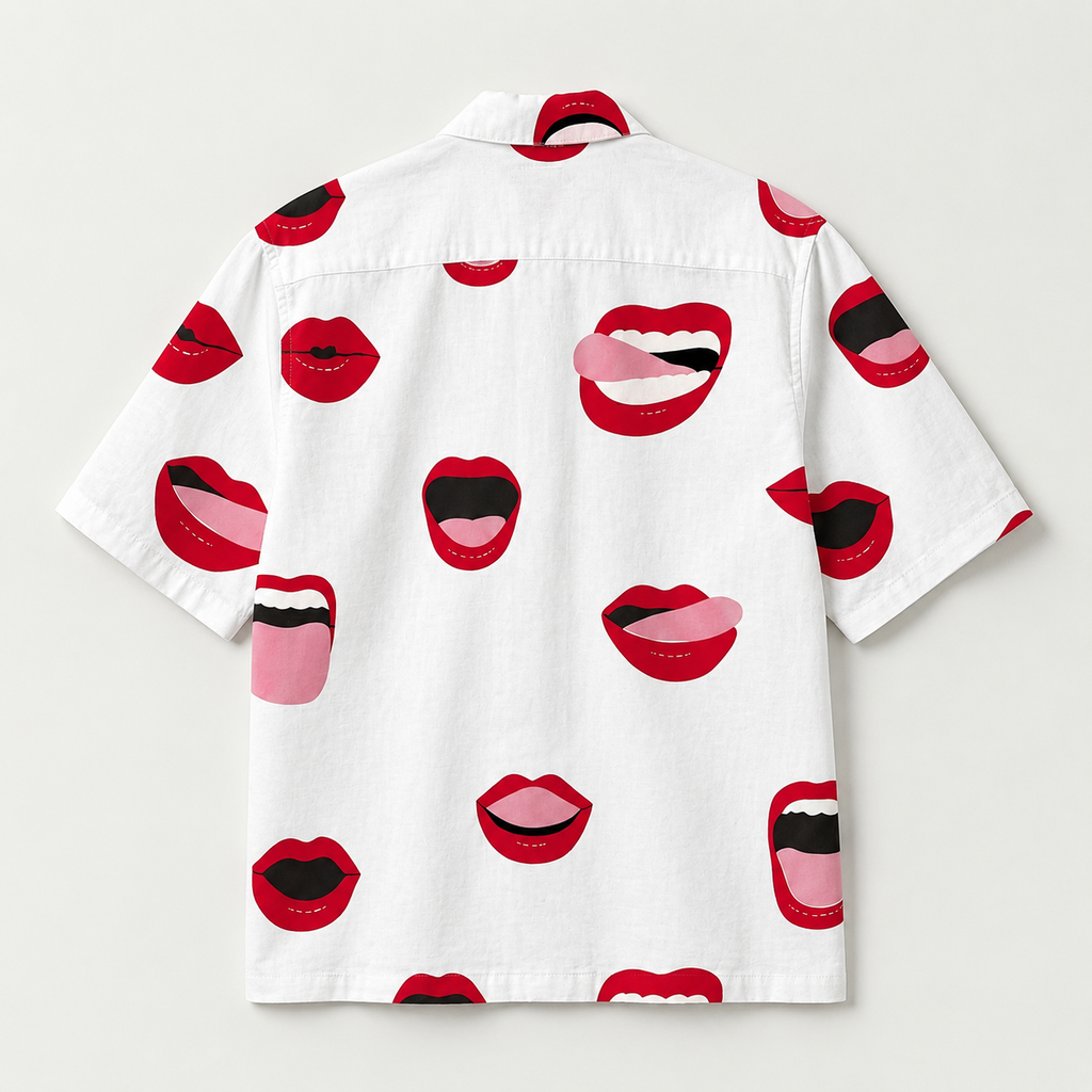Kiss Printed  Cuban Collar Shirt